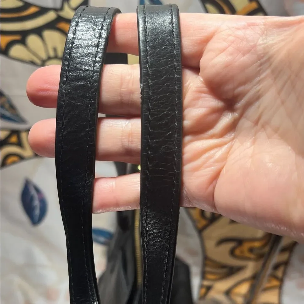 Fossil Emma Black Leather Tote with Key Accent